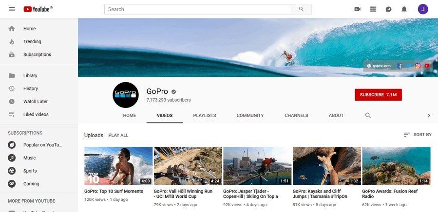 GoPro focuses on excellent storytelling to garner more views and subscribers.