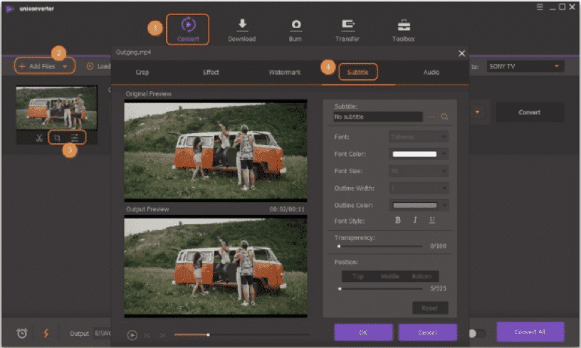 Add video and choose to add subtitles