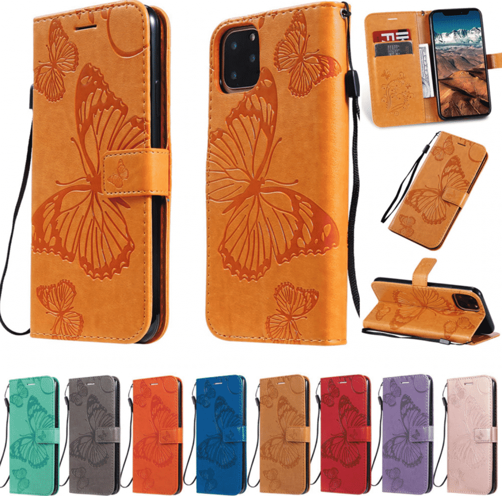 Butterfly Leather Wallet Case for iPhone 11, iPhone 11 Pro and iPhone 11 Pro Max