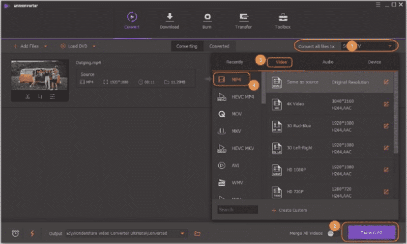 Choose output format and add subtitles