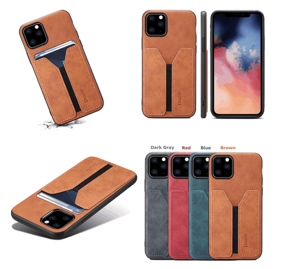 Deluxe Leather Card Holder Case for iPhone 11 Pro