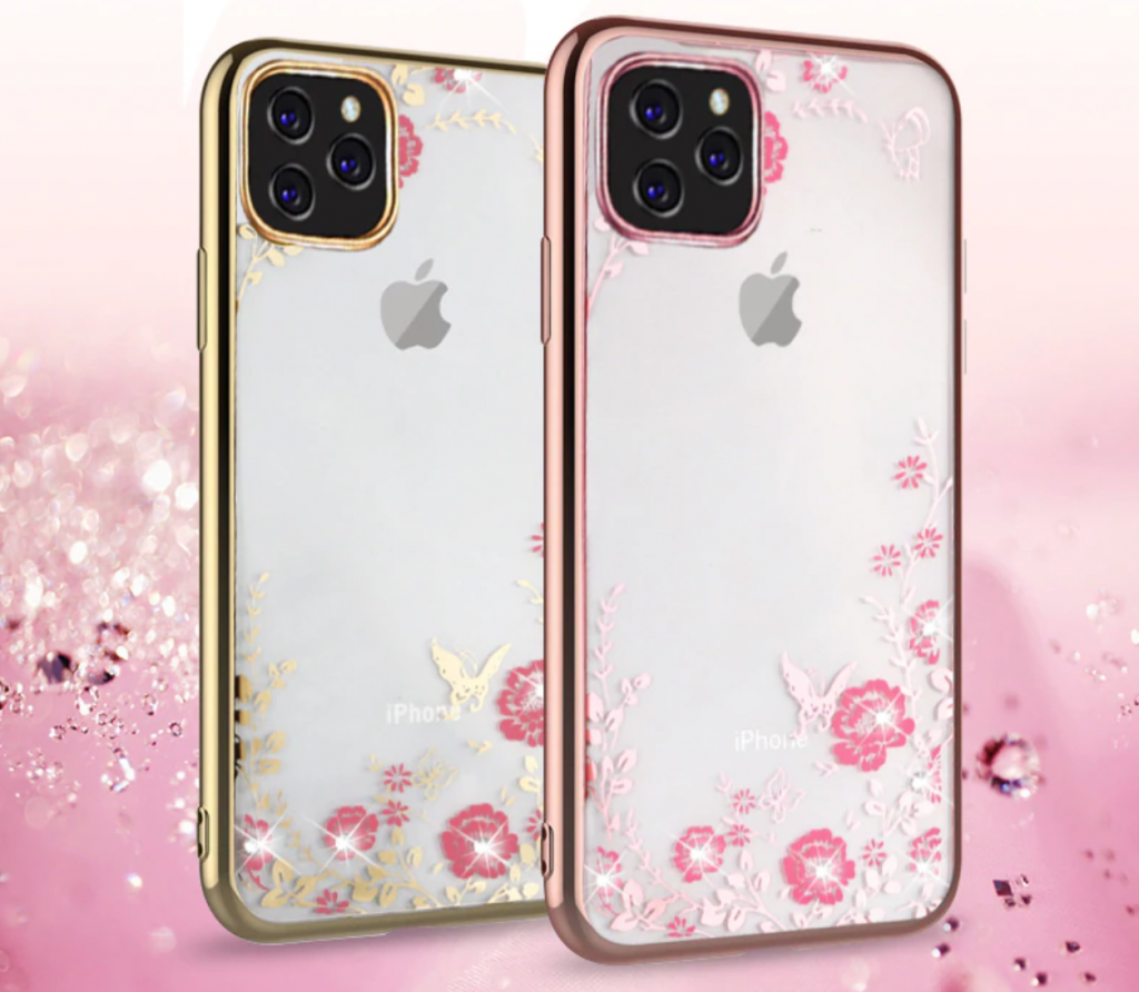 Glitter Diamond Flower Clear Soft Silicone Case for iPhone 11, iPhone 11 Pro and iPhone 11 Pro Max