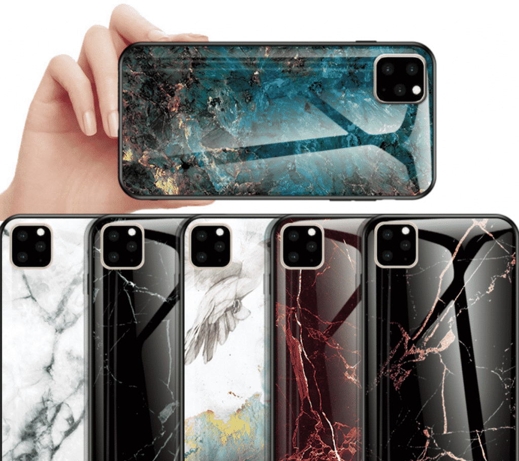 KEYSION Marble Tempered Glass Case for iPhone 11