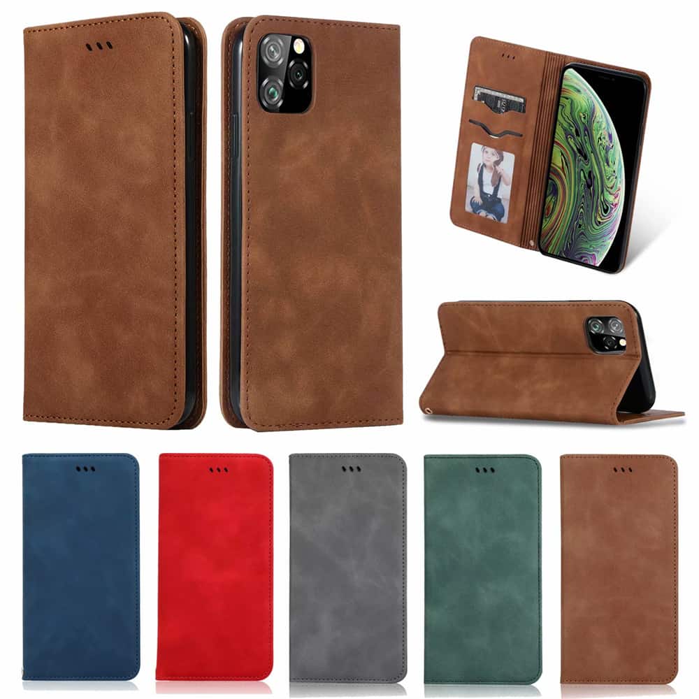 Luxury Leather Flip Wallet Case for iPhone 11
