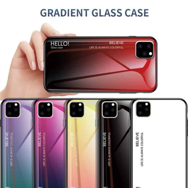 Ollyden Gradient Tempered Glass Cases for iPhone 11