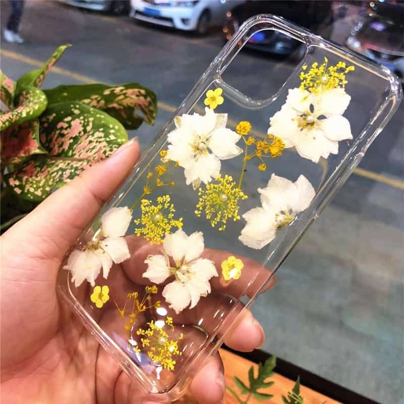 Real Dried Flowers Clear TPU Case for iPhone 11, iPhone 11 Pro and iPhone 11 Pro Max