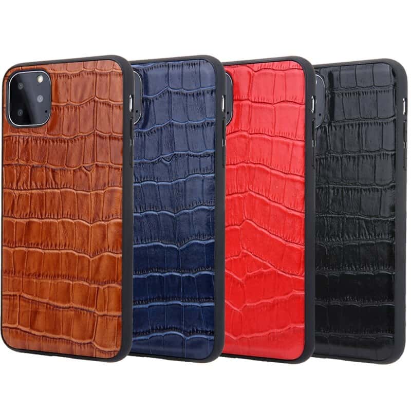 Solque Genuine Leather Crocodile Style Case for iPhone 11
