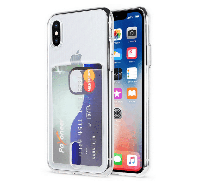 Transparent Soft TPU Card Holder Case for iPhone 11 Pro