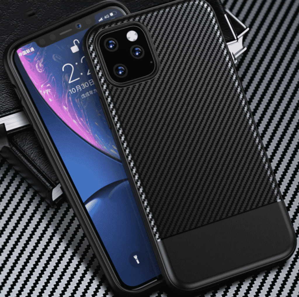 This is a carbon fiber case for the iPhone 11 Pro Max by Binbo.