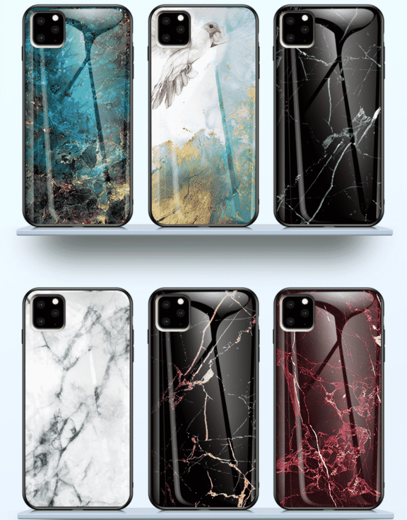 iPhone 11 Pro case by KEYSION with Tempered Glass marble design