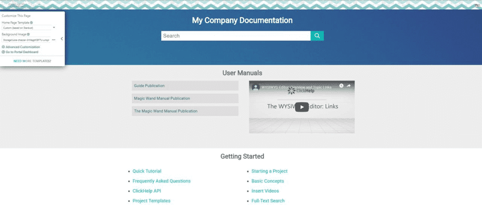 your documentation portal branding