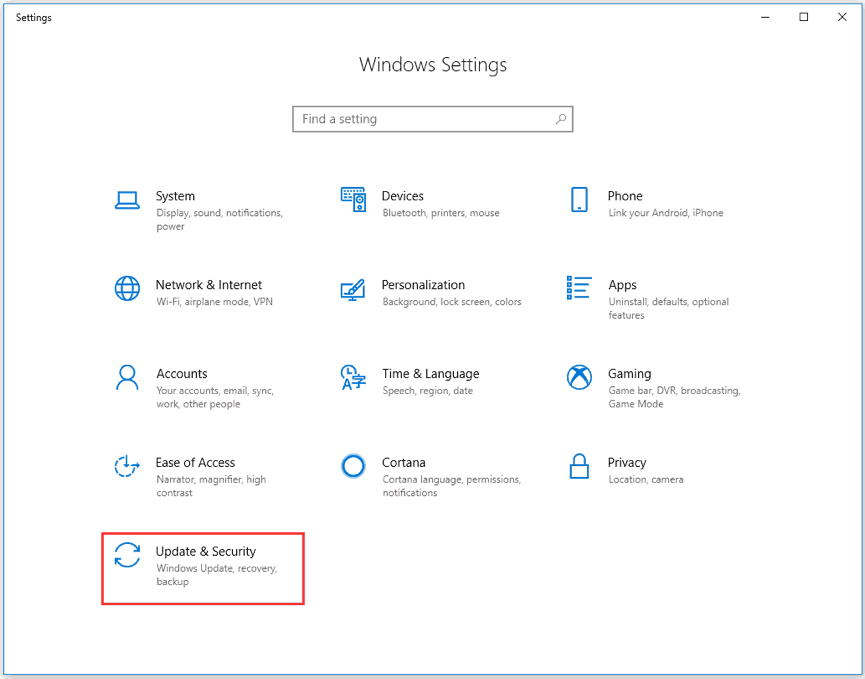 the Settings interface