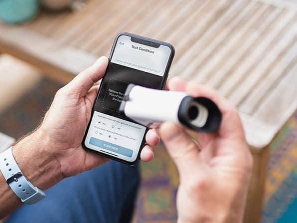 This is the EyeQue VisionCheck wth iPhone.