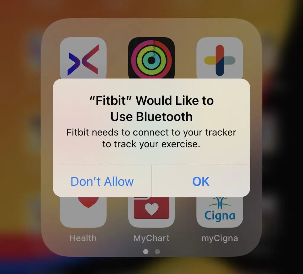 Fitbit tracking reminder on iOS 13