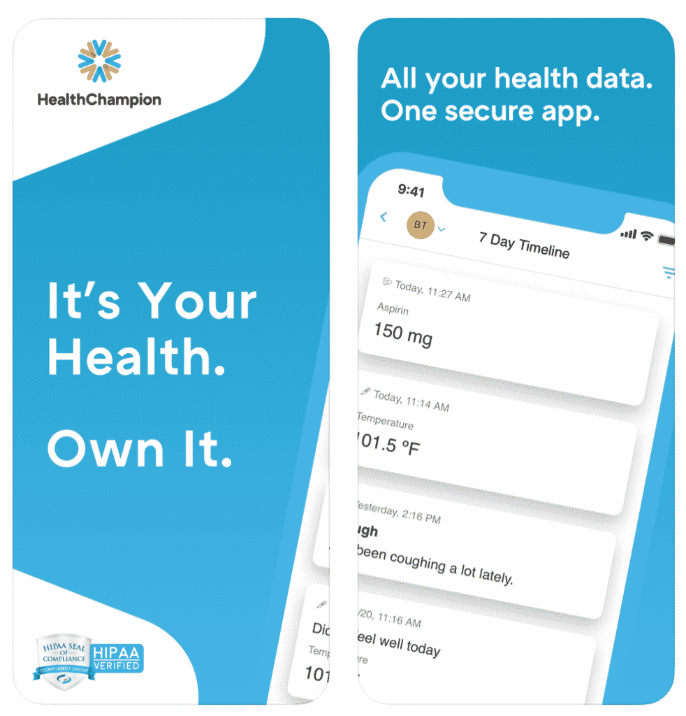 HealthChampion App in screenshot