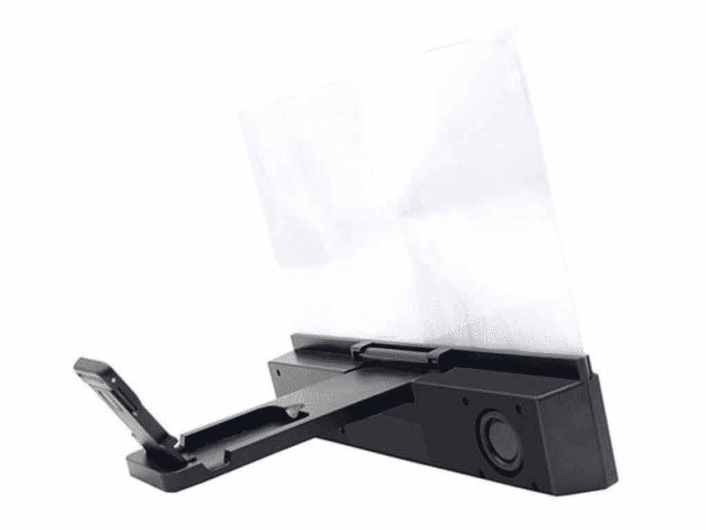 Universal 3D Mobile Phone Screen Magnifier with Speaker in black color.