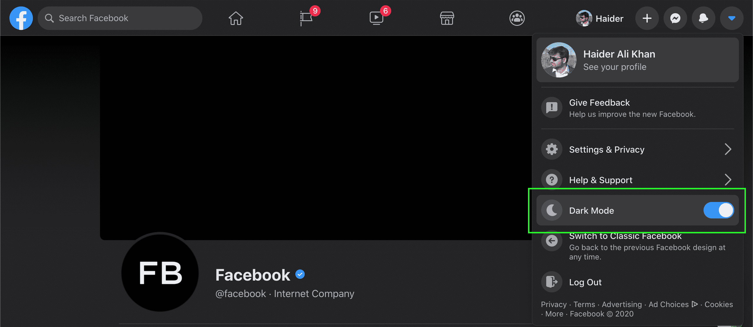 How to Dark Mode Facebook