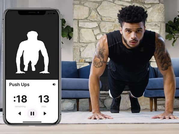 Boy using the Onyx Home Workout App