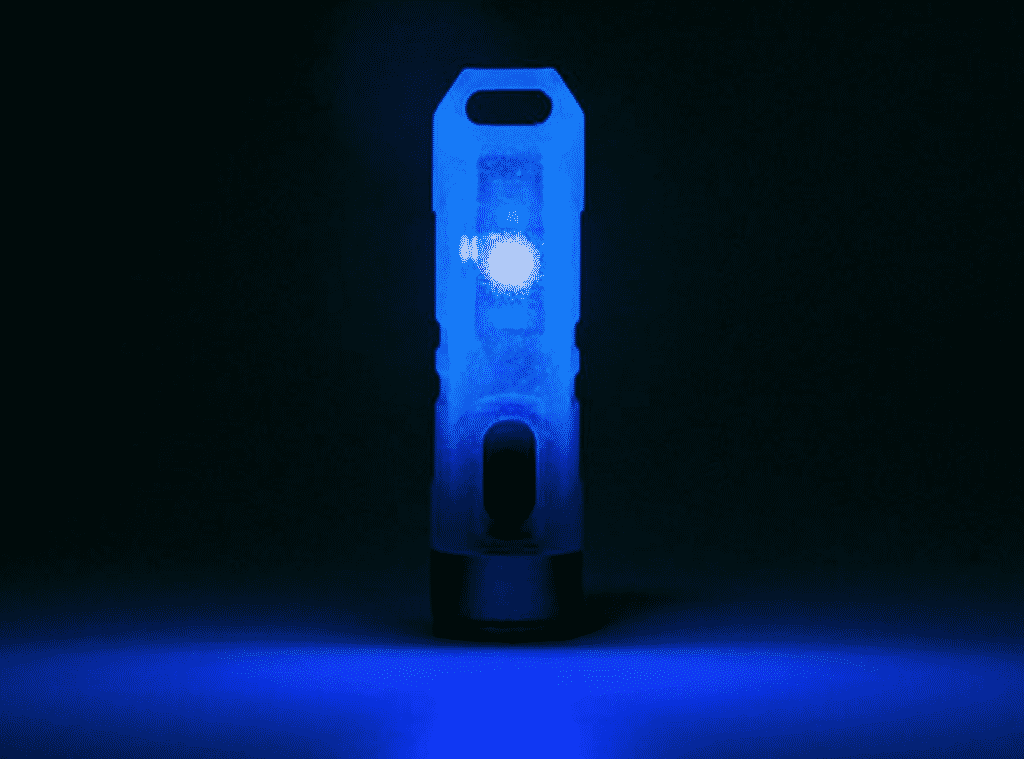 Aurora A7 GITD Keychain Flashlight in Blue color