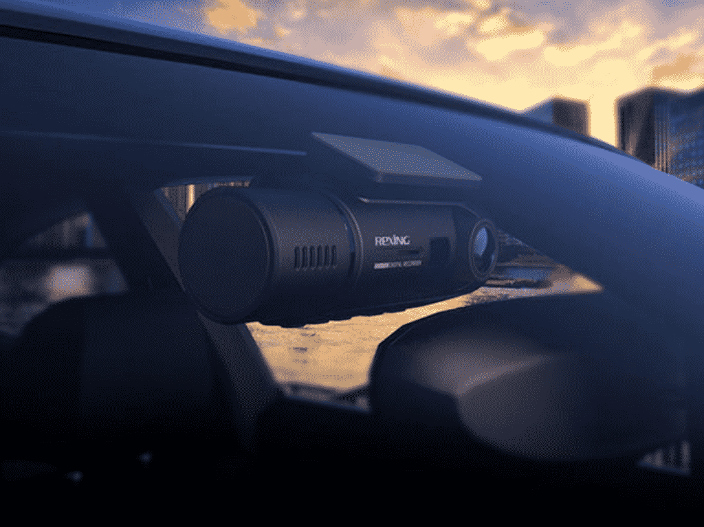 Rexing V3 Dual Full HD WiFi Dash Cam inside a car