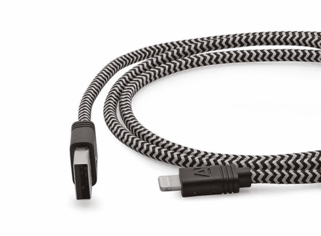 10-Ft Cloth MFi-Certified Lightning Cable in close up