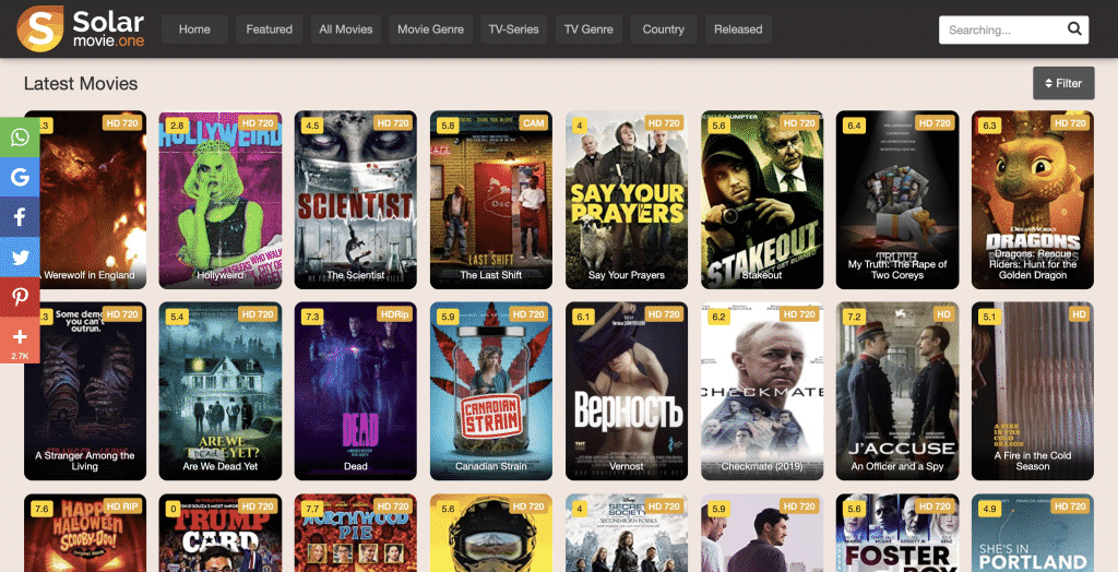 SolarMovies official website