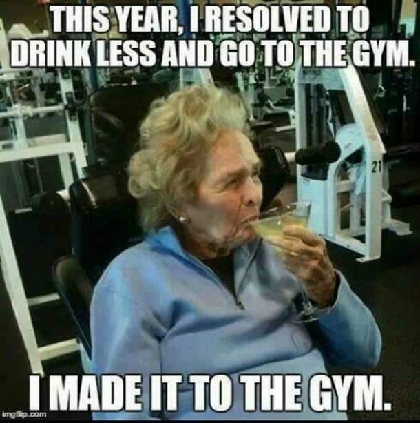 A women at the gym celebrating new year meme
