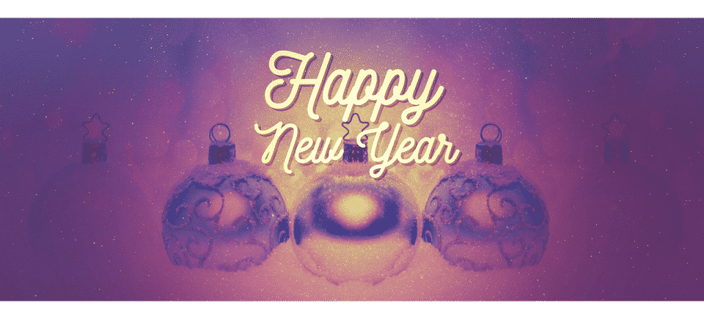 Happy new year written with small balls