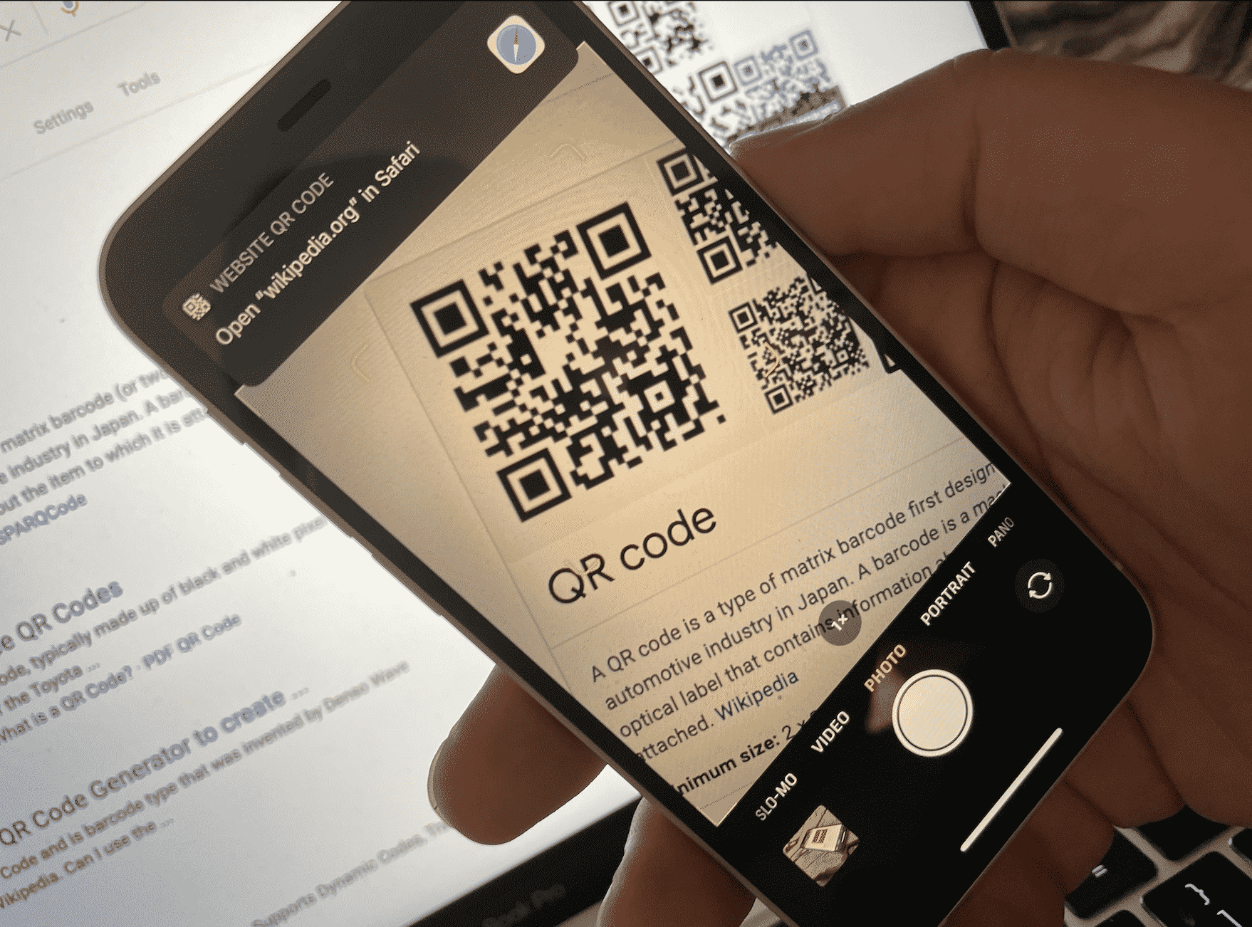 QR scan on iPhone