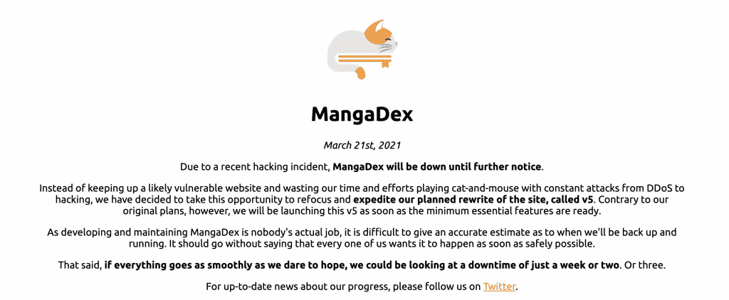 MangaDex taken down