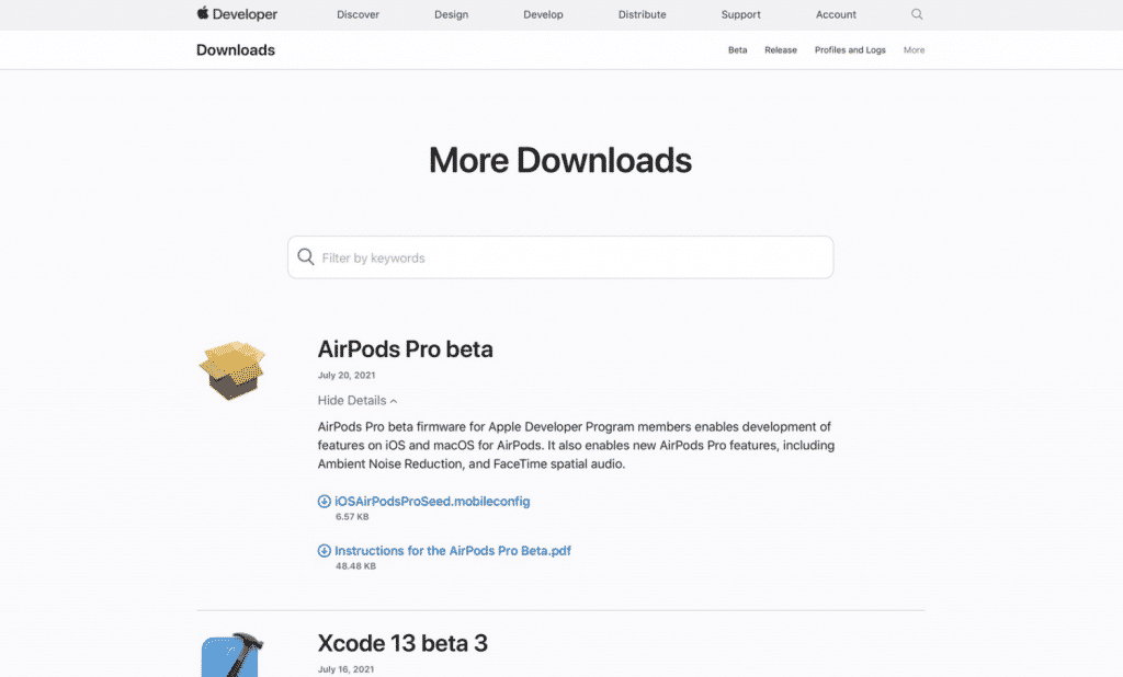 beta firmware for AirPods Pro