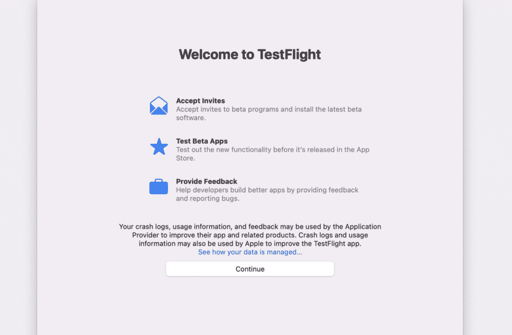 TestFlight in screenshot