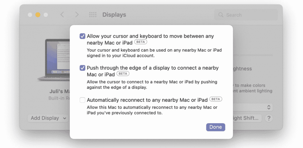 Universal control feature appears on macOS Monterey 12.3