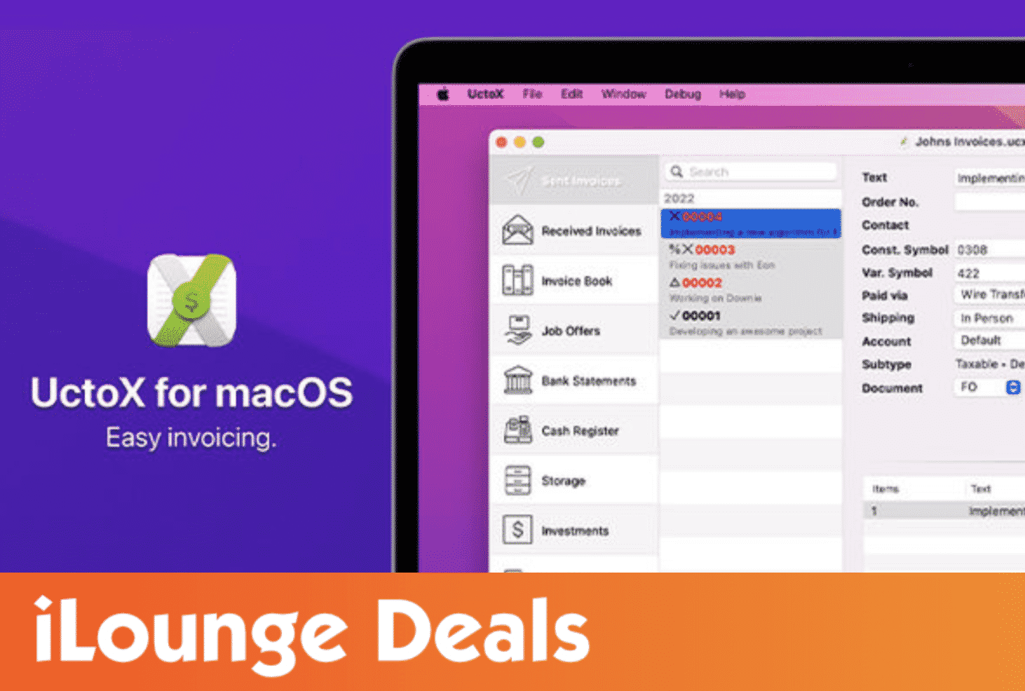 UctoX Invoicing Software for Mac