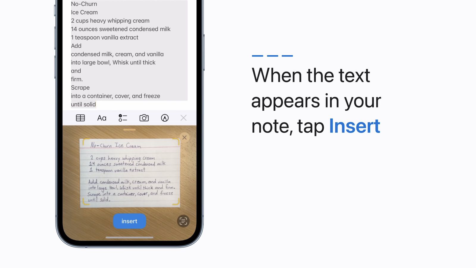 scan text notes ios 15.4 feature