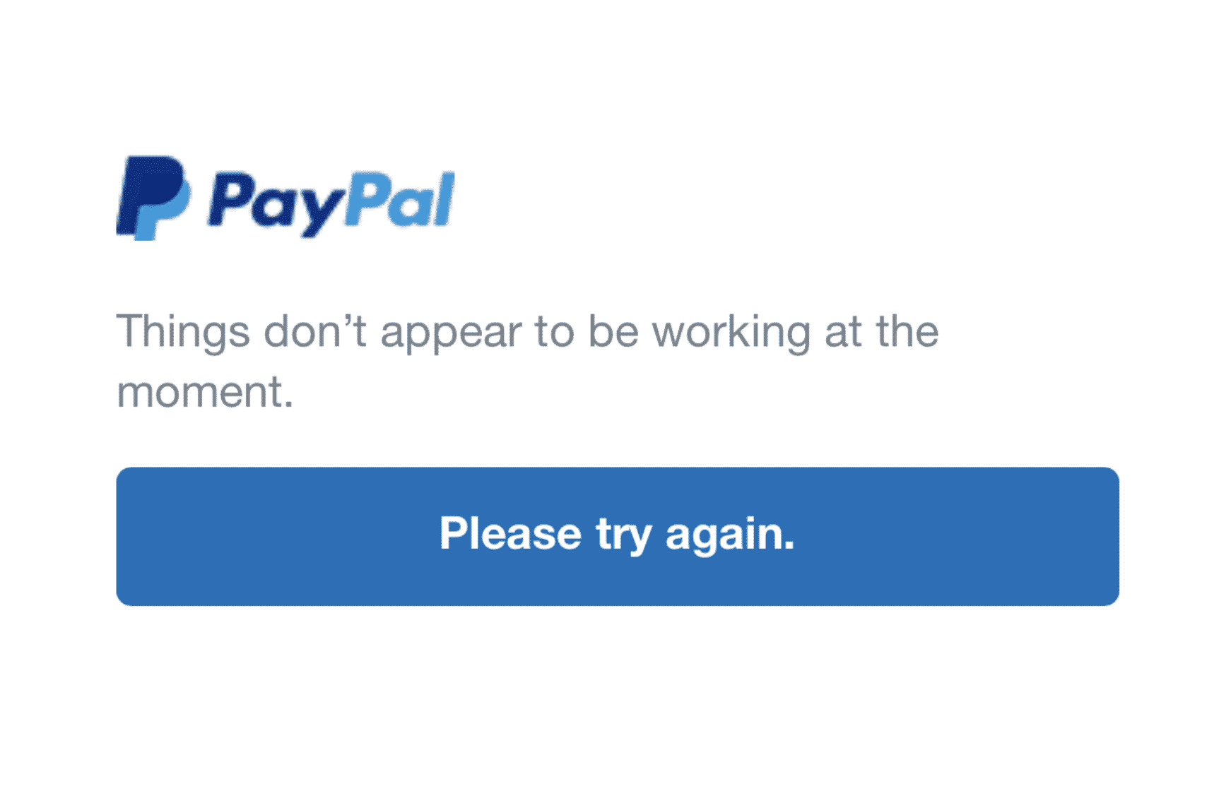 PayPal down error