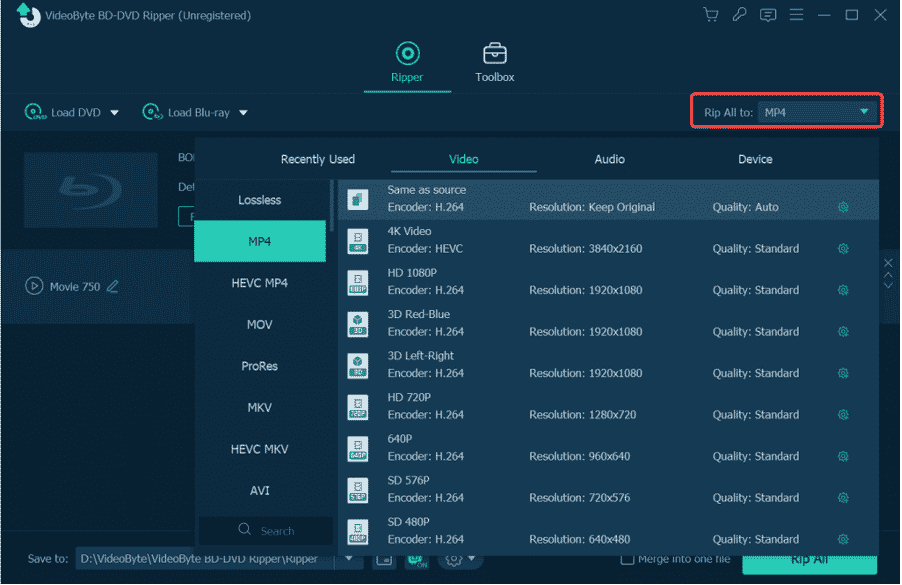 VideoByte BD-DVD Ripper: Convert DVD to MP4