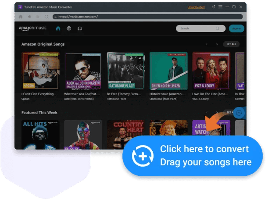 Built-in Amazon Music Web Player in TuneFab Amazon Music Converter
