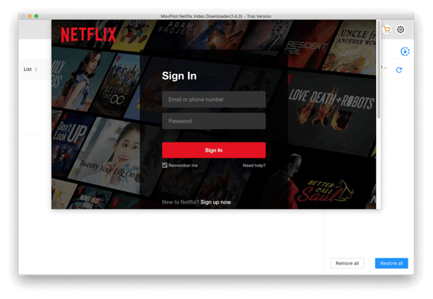 Log in MovPilot Netflix Video Downloader