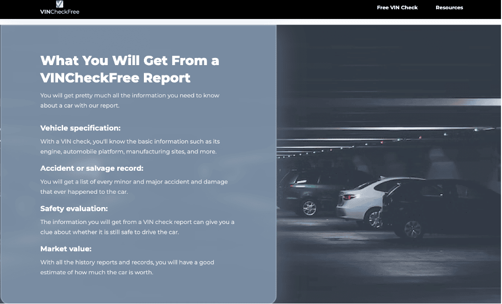 VinCheckFree Overview: Perform a VIN Check for Free & Fastly