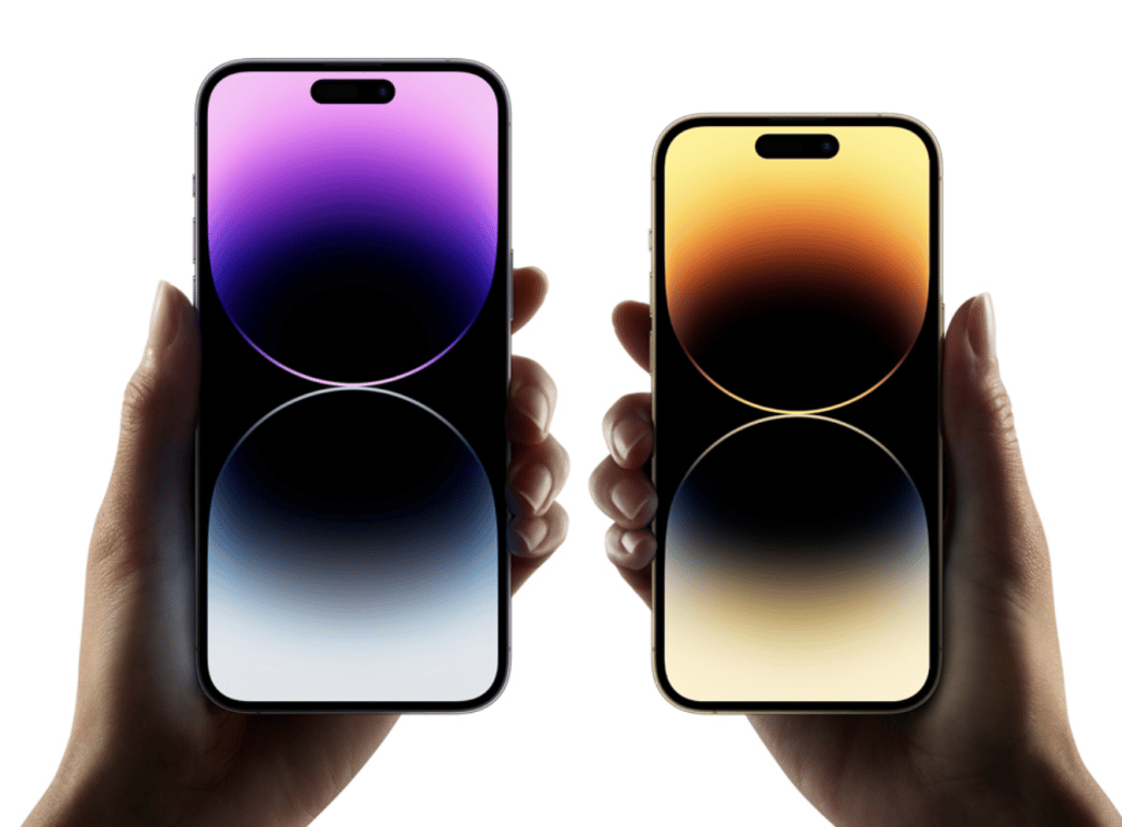 iPhone 14 Pro in Purple and Gold colors