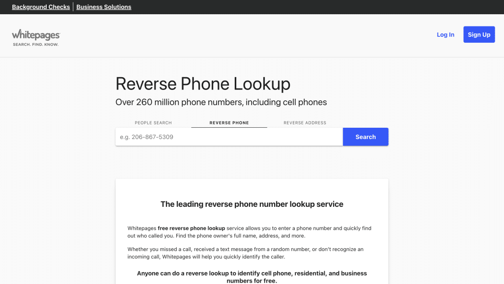 Whitepages Reverse Phone Lookup
