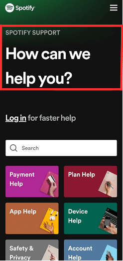 Spotify Support or help