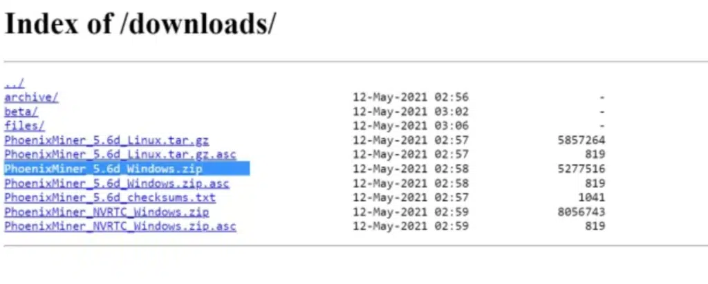 Download PhoenixMiner for Dogecoin mining