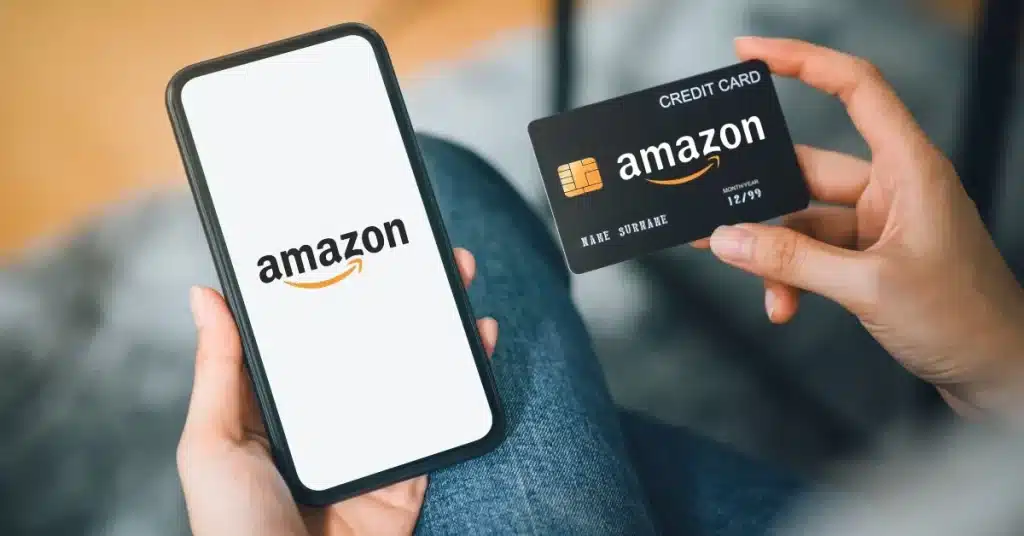 A person using multiple cards to make a payment on Amazon