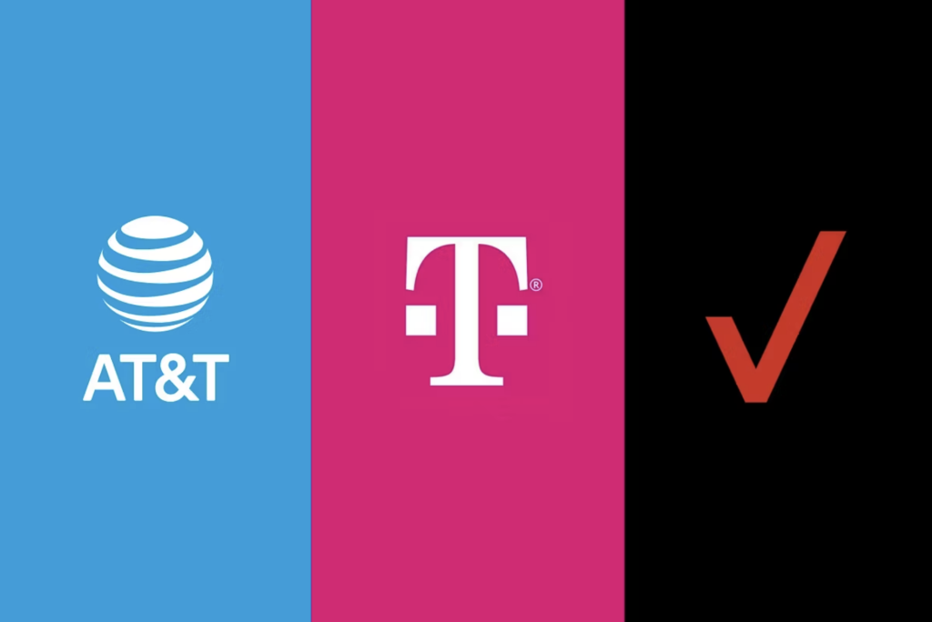 AT&T, T-Mobile, and Verizon
