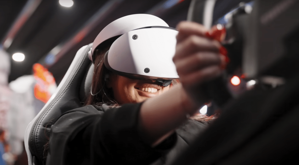 Playing car game on PSVR2