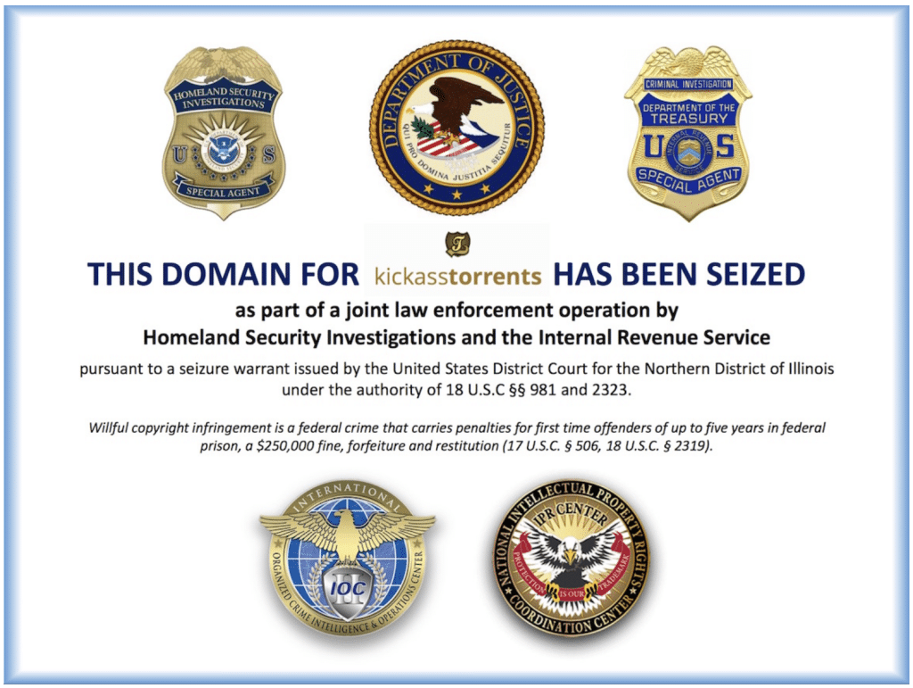 Kickass Torrents Seized