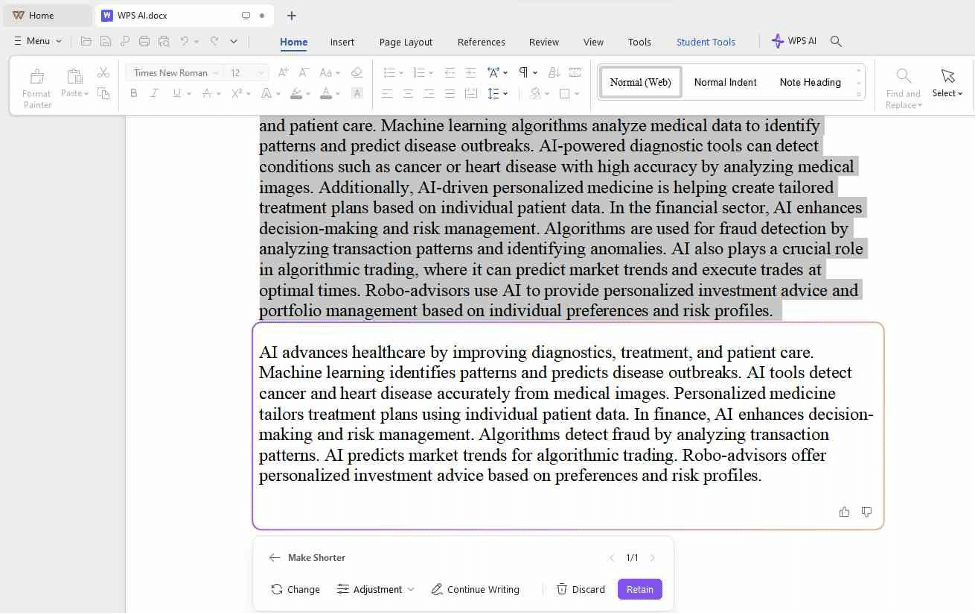 Change the length of your Content with WPS AI