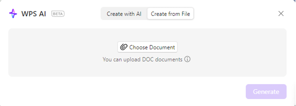 Create a Presentation by uploading a file